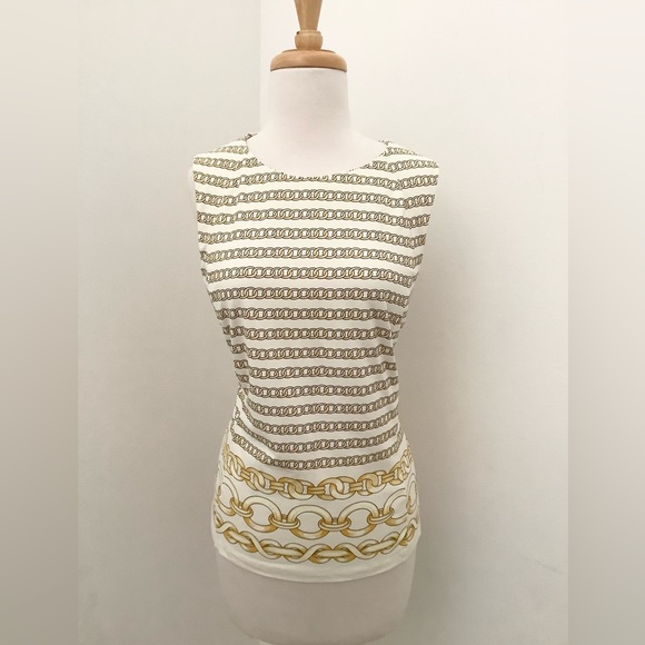 J. McLAUGHLIN SLEEVELESS CLAIN LINK PRINT TOP - Picture 1 of 3